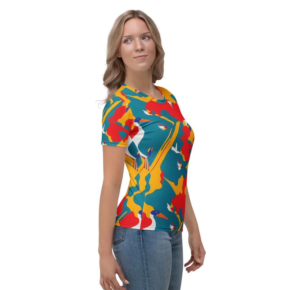 Harlequin Aviary on Women's Crew Neck T-Shirt — Right