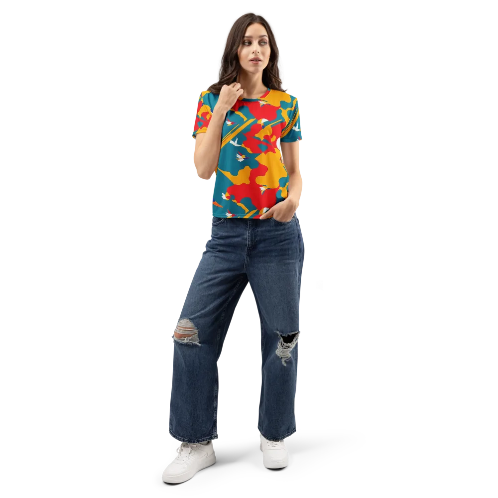 Harlequin Aviary on Women's Crew Neck T-Shirt — Front