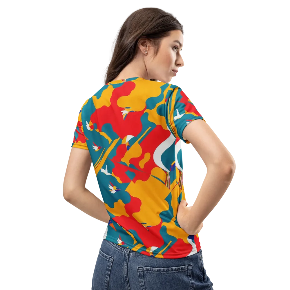 Harlequin Aviary on Women's Crew Neck T-Shirt — Back