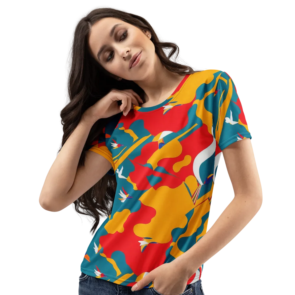 Harlequin Aviary on Women's Crew Neck T-Shirt — Left Front