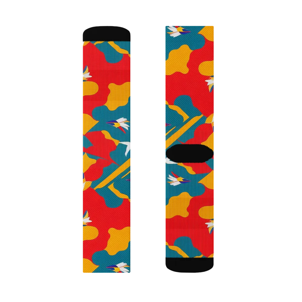 Harlequin Aviary on Socks — Left Sock