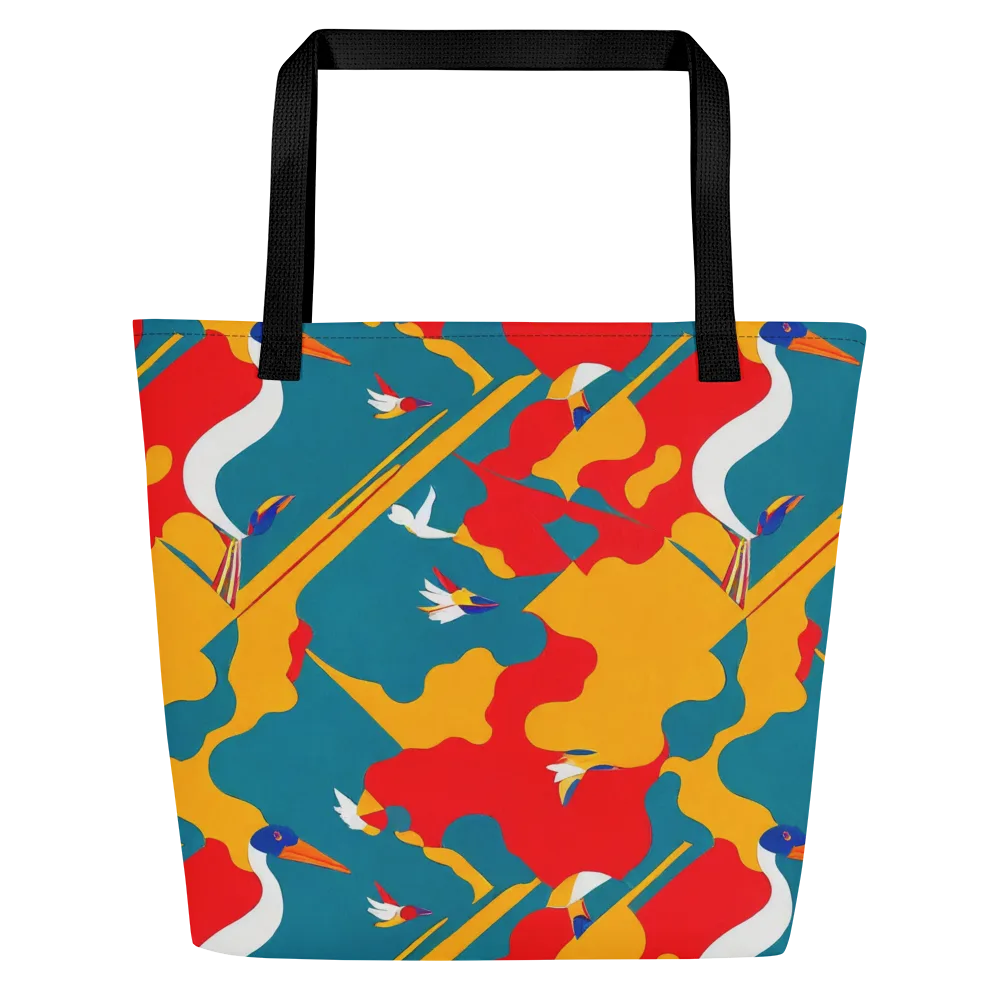 Harlequin Aviary on Large Tote Bag W/ Pocket — Front