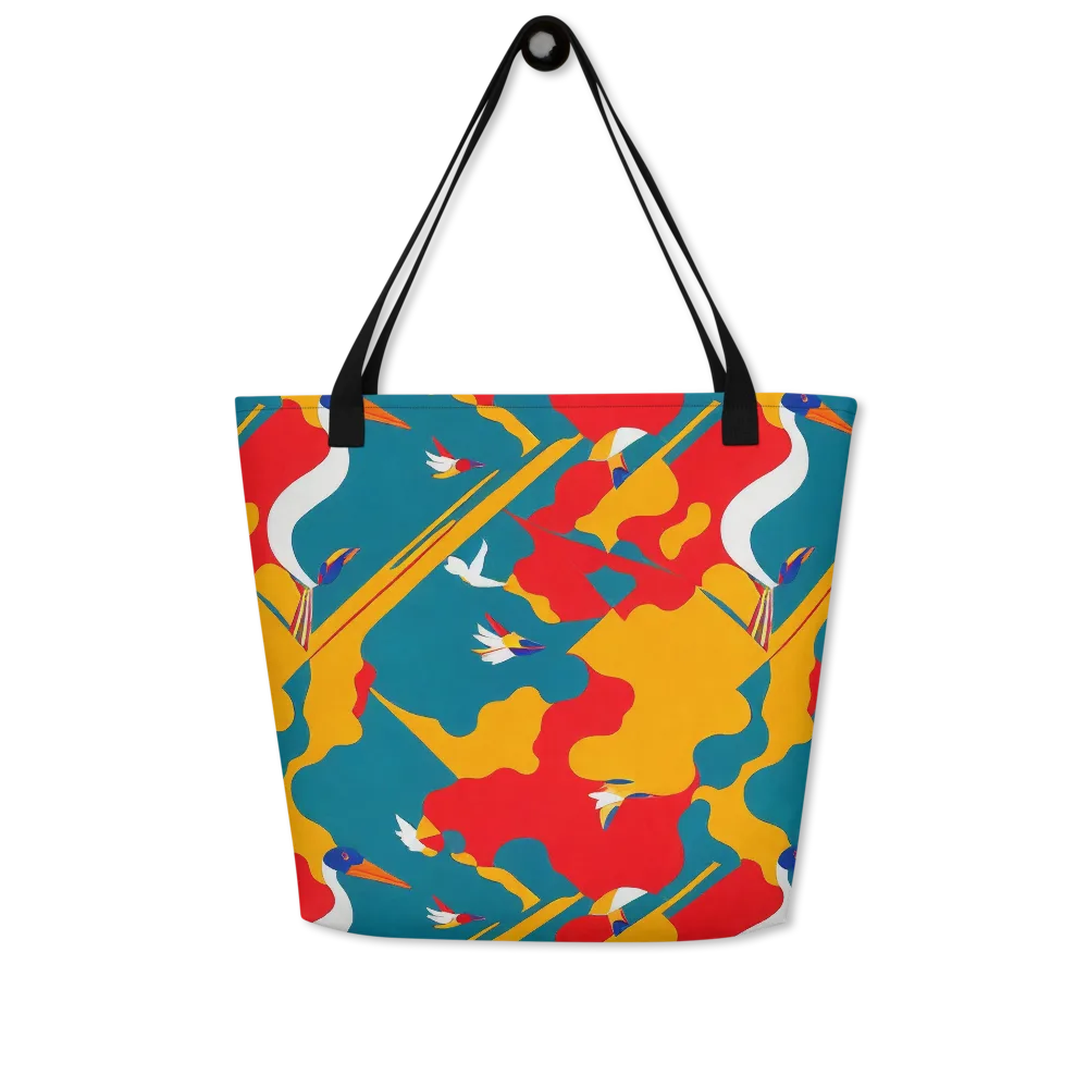 Harlequin Aviary on Large Tote Bag W/ Pocket — Front