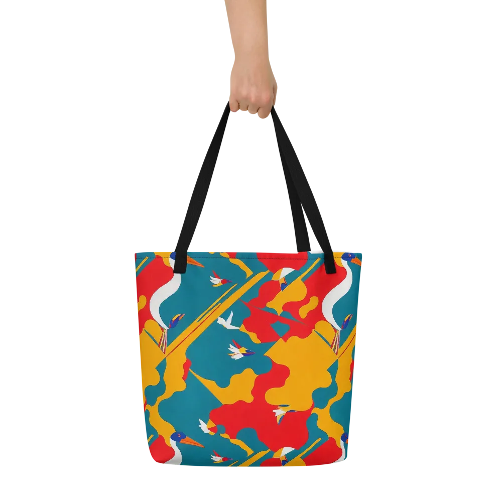 Harlequin Aviary on Large Tote Bag W/ Pocket — Front