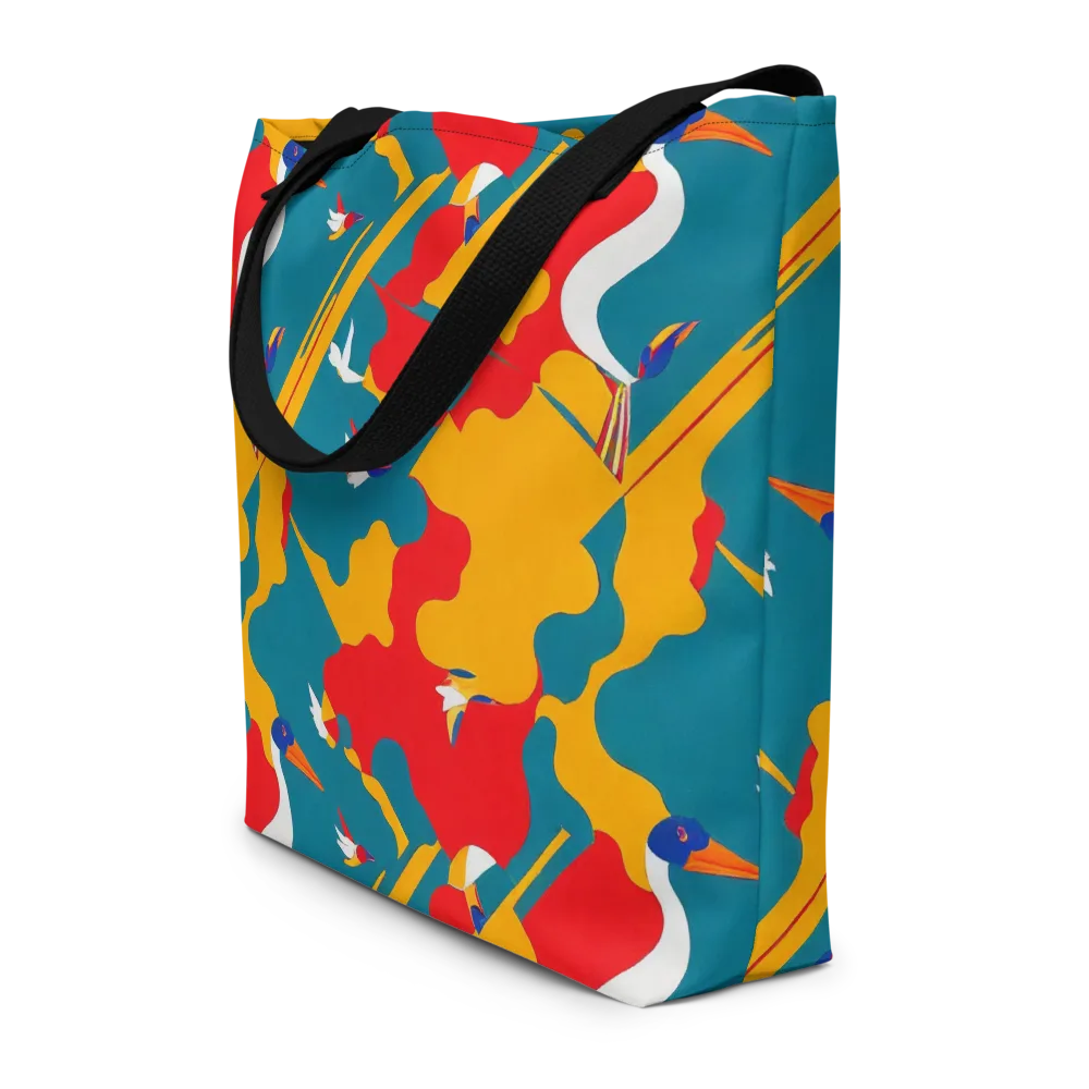 Harlequin Aviary on Large Tote Bag W/ Pocket — Front