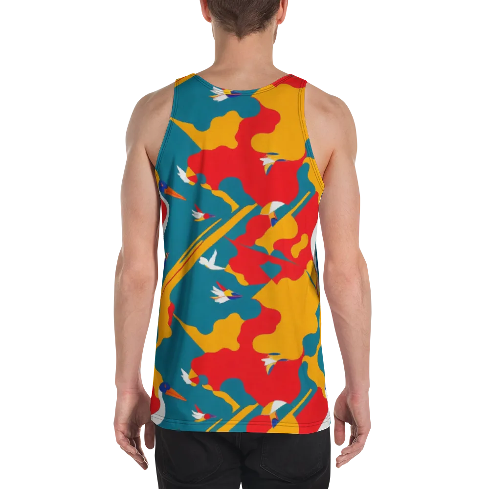 Harlequin Aviary on Men's Tank Top — Back