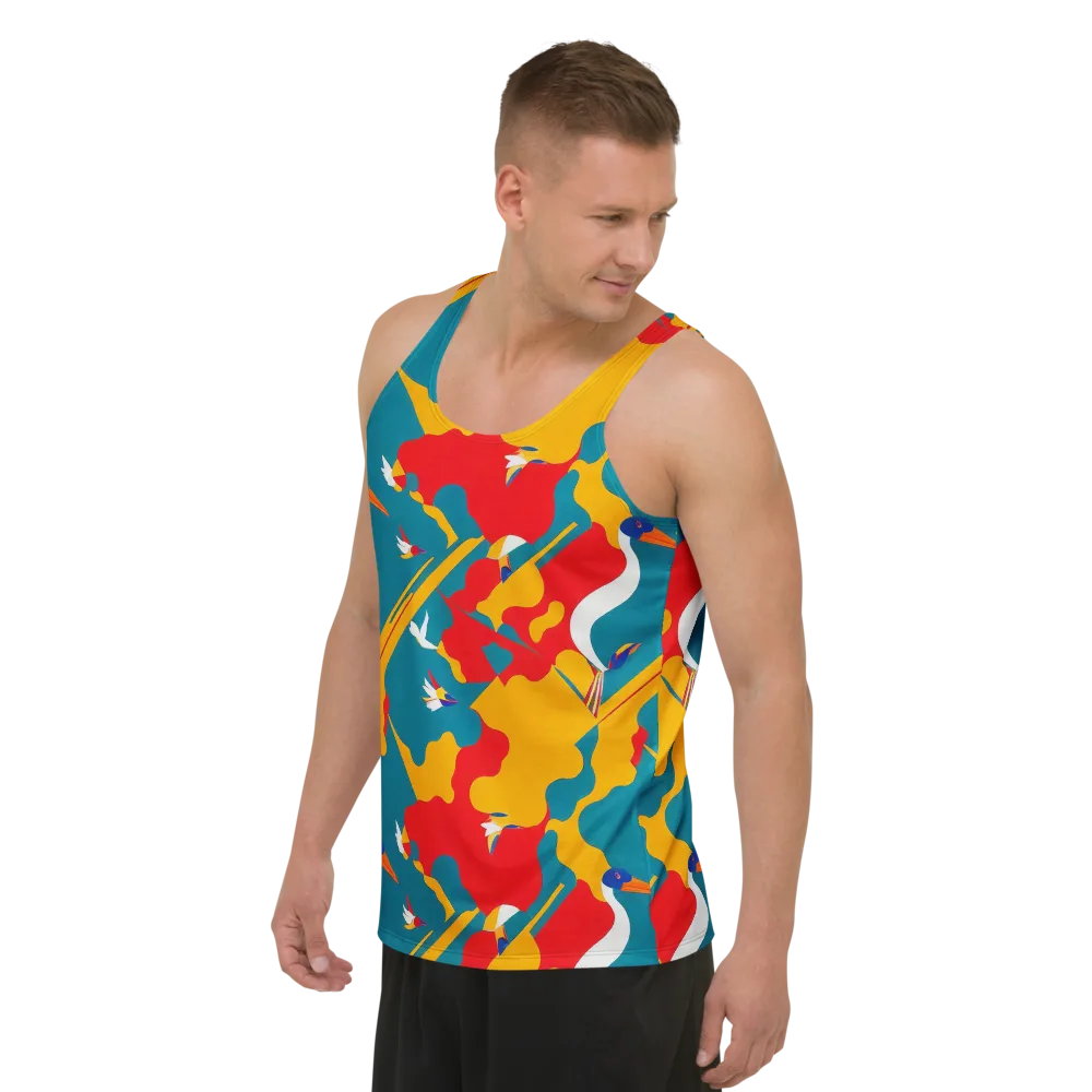 Harlequin Aviary on Men's Tank Top — Left Front