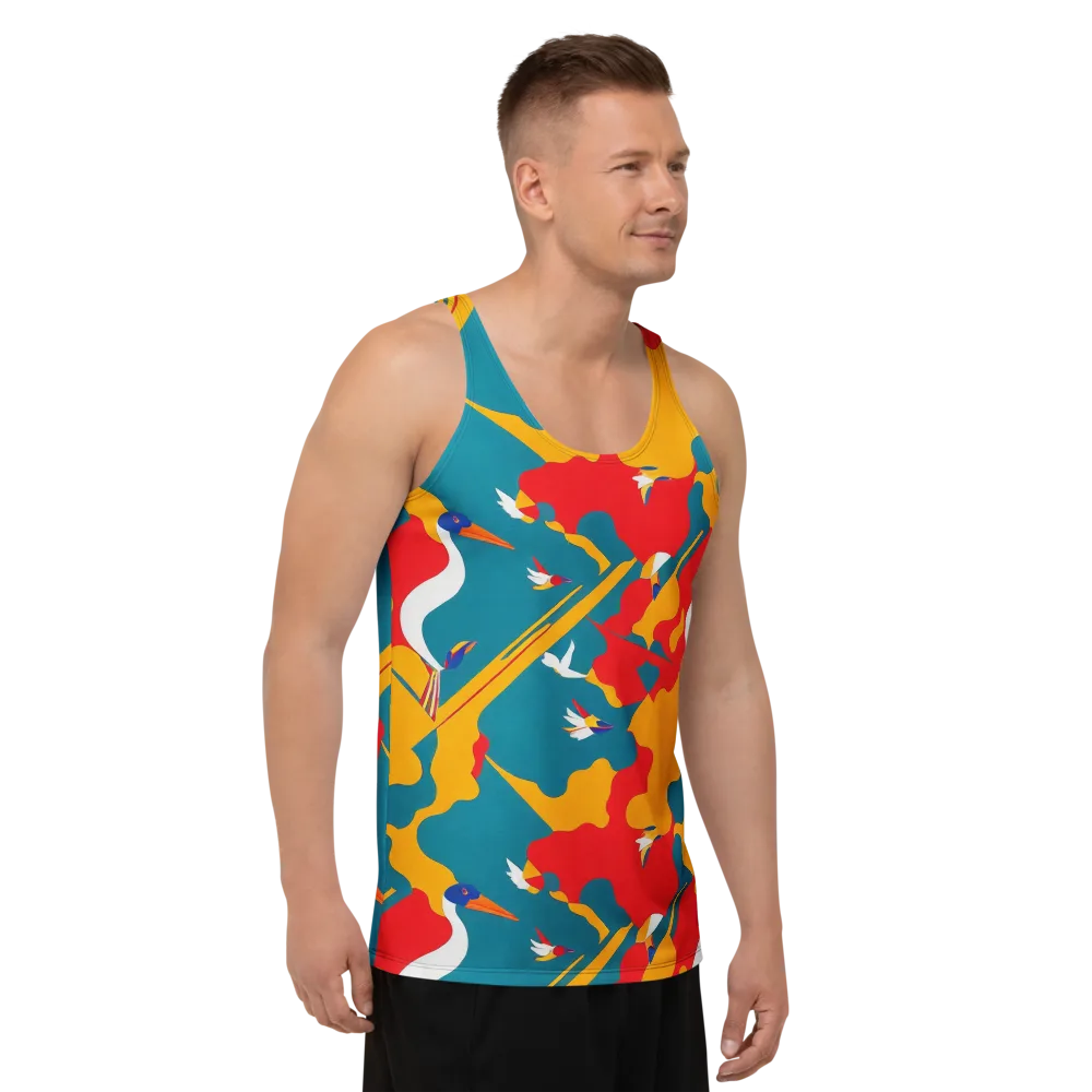 Harlequin Aviary on Men's Tank Top — Right Front