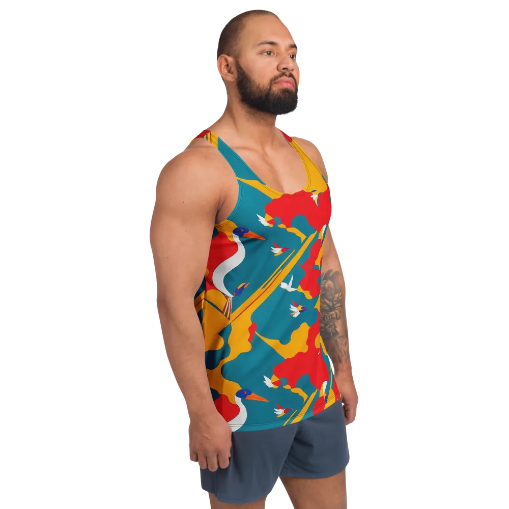 Harlequin Aviary on Men's Tank Top — Right Front
