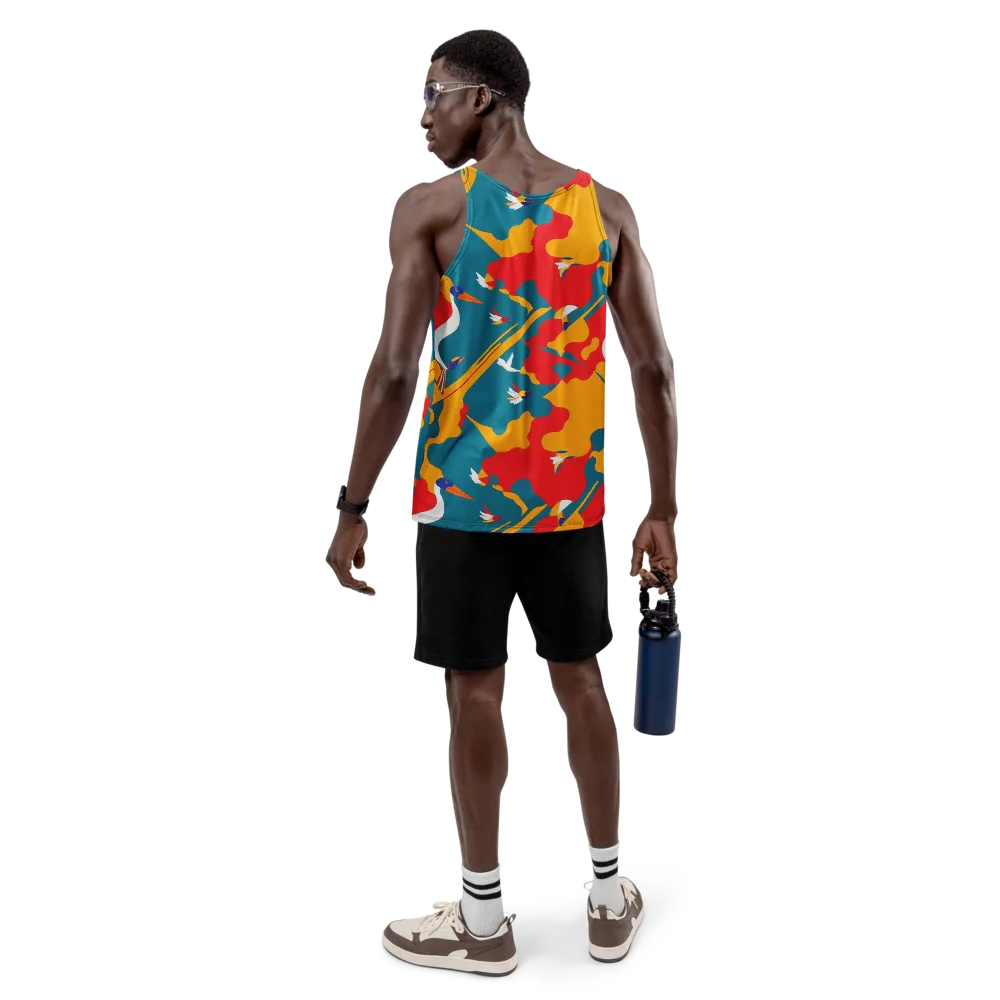 Harlequin Aviary on Men's Tank Top — Back