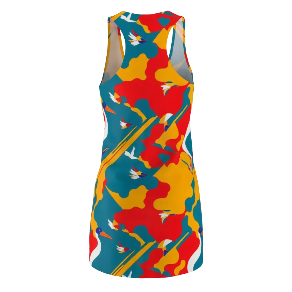 Harlequin Aviary on Racerback Dress — Back