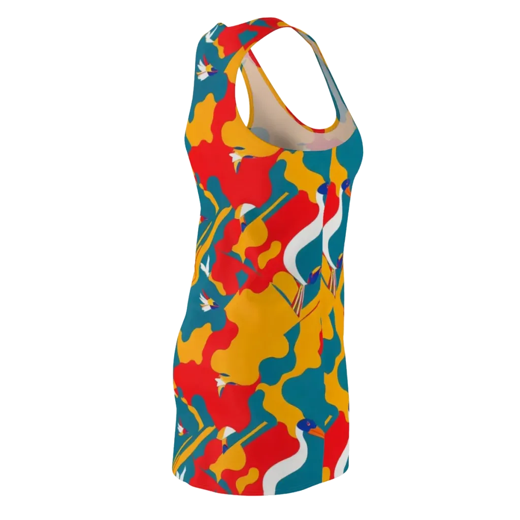 Harlequin Aviary on Racerback Dress — Back Side