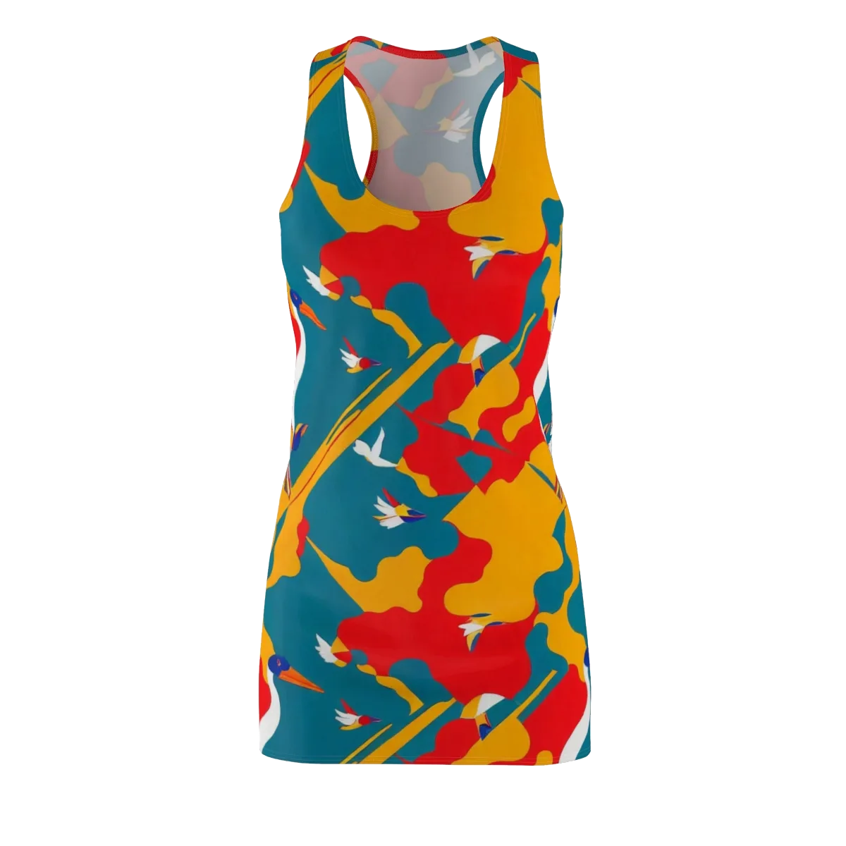 Harlequin Aviary on Racerback Dress — Front