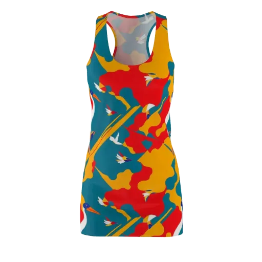 Harlequin Aviary on a Racerback Dress