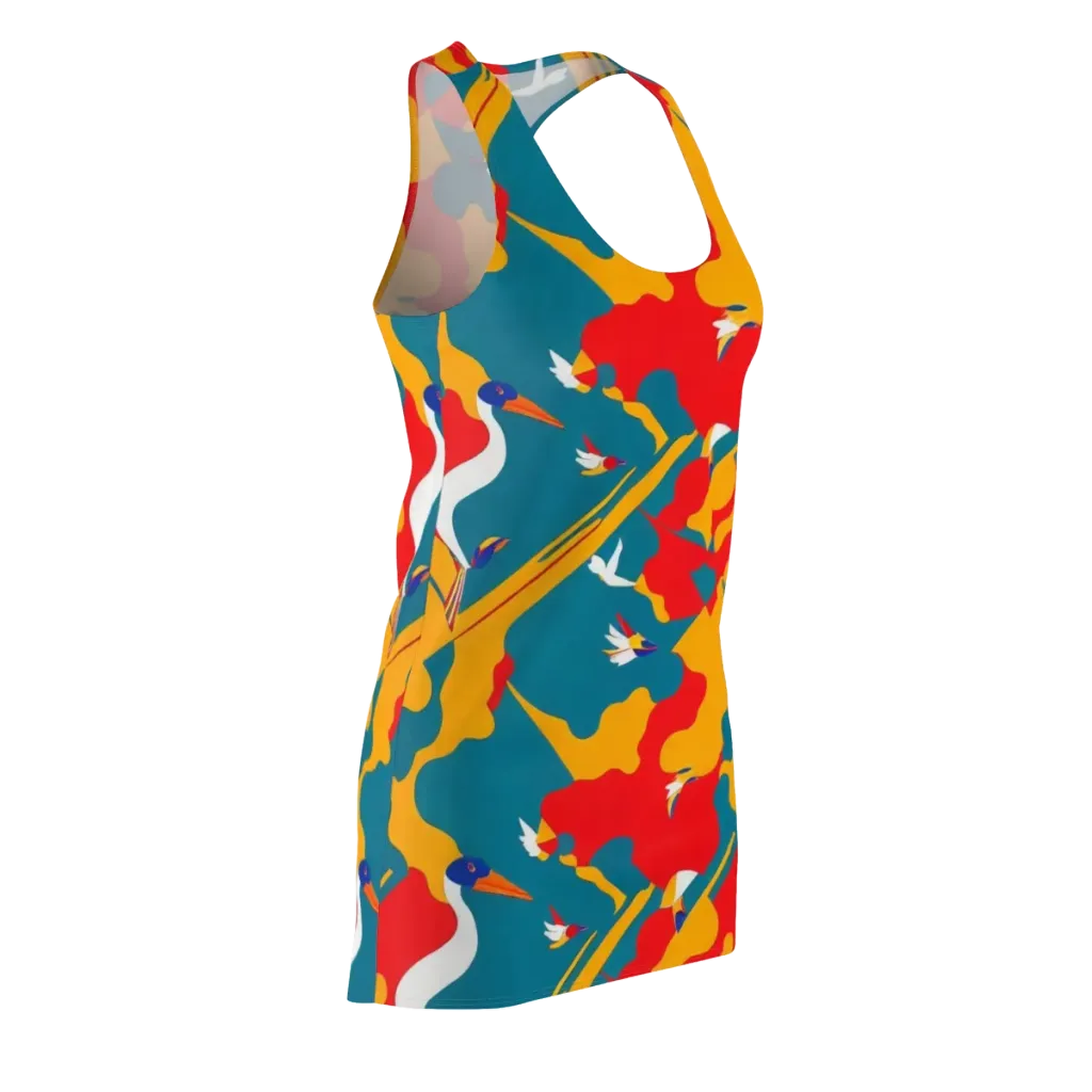 Harlequin Aviary on Racerback Dress — Front Side