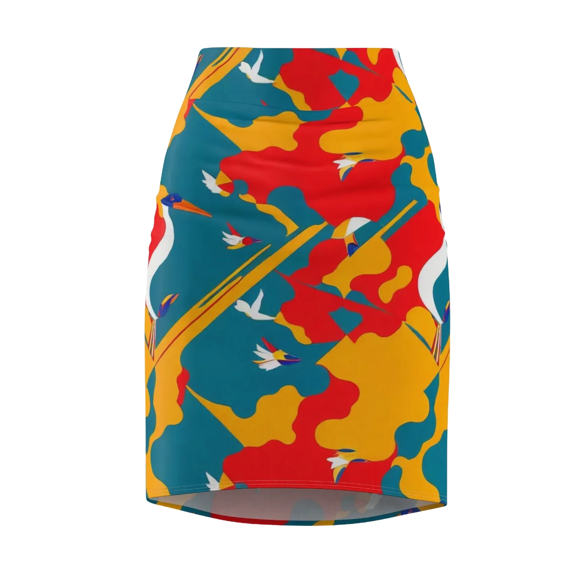 Harlequin Aviary on Pencil Skirt — Front
