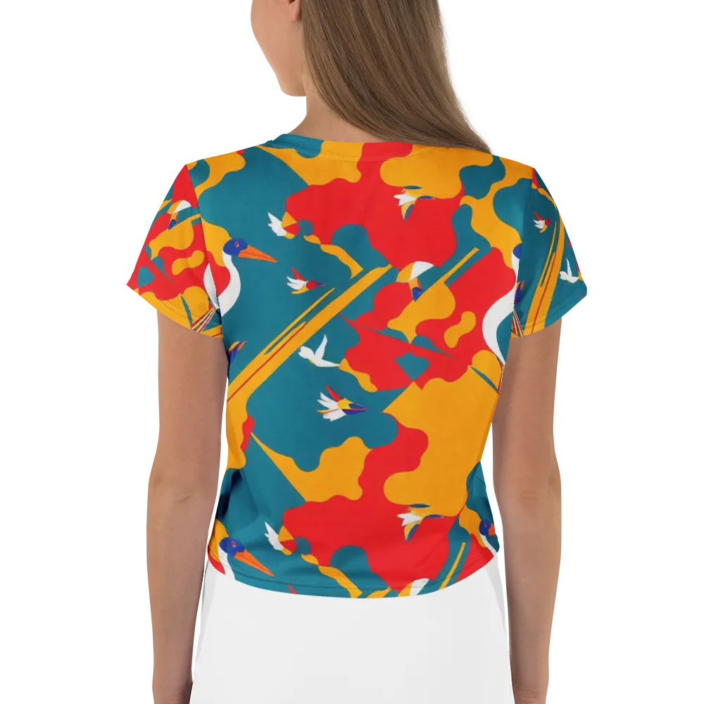Harlequin Aviary on Crop Tee — Back