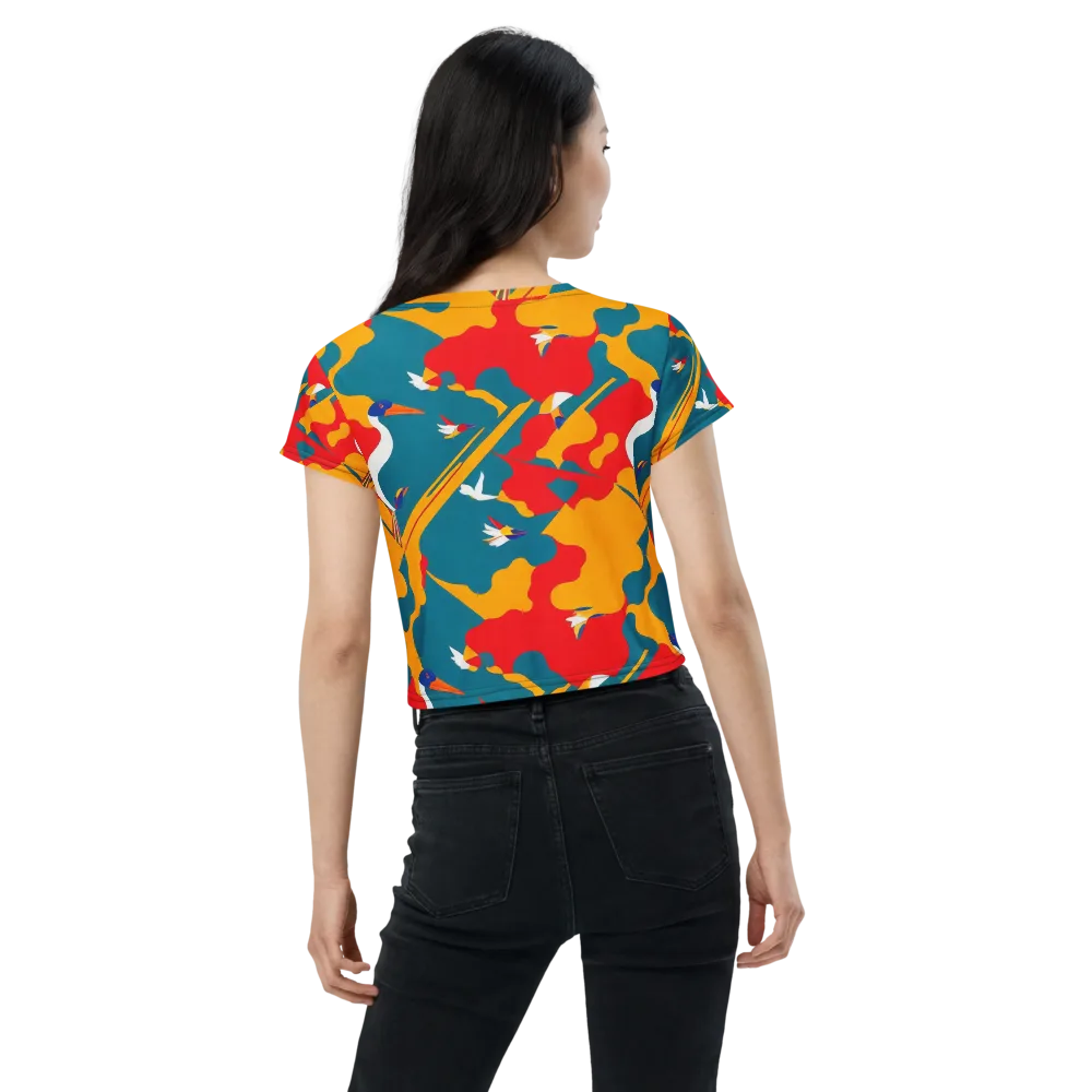 Harlequin Aviary on Crop Tee — Back