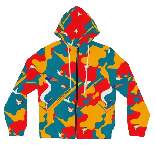 Harlequin Aviary on a Women's Full-Zip Hoodie