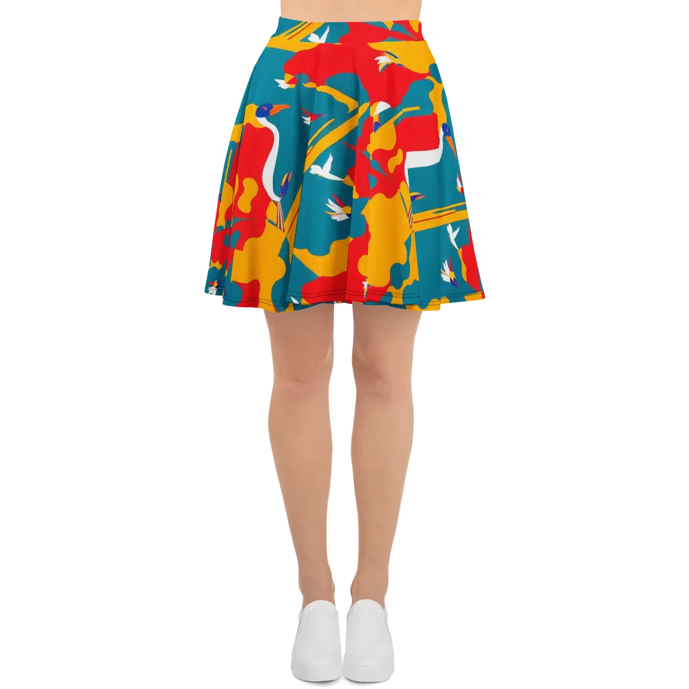 Harlequin Aviary on Skater Skirt — Front