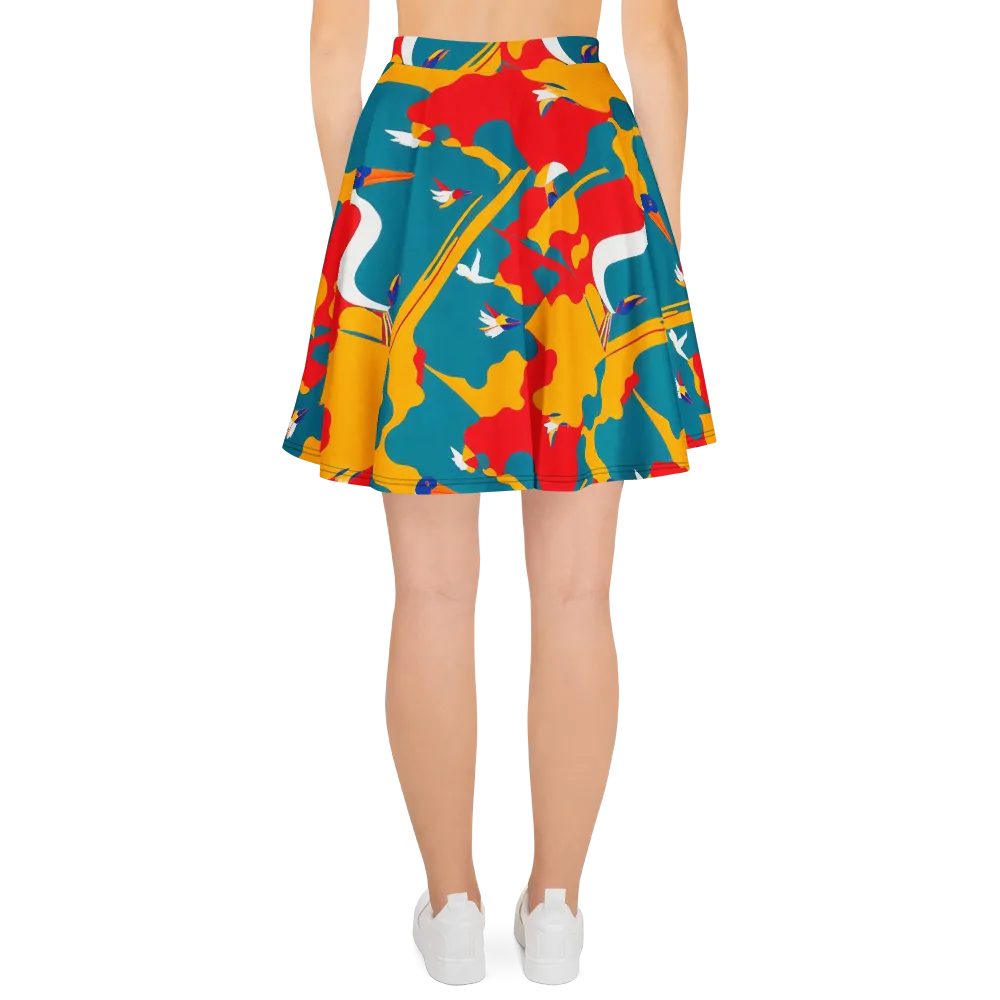 Harlequin Aviary on Skater Skirt — Back