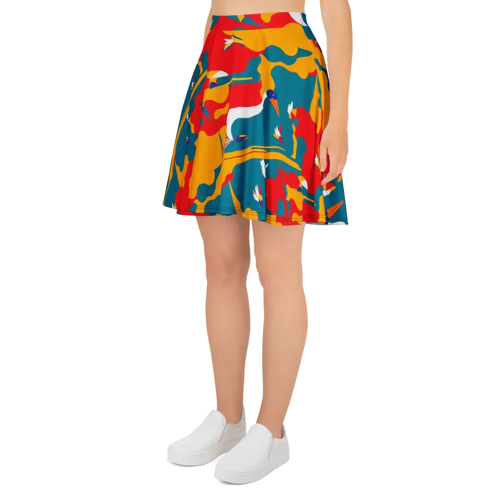 Harlequin Aviary on Skater Skirt — Left