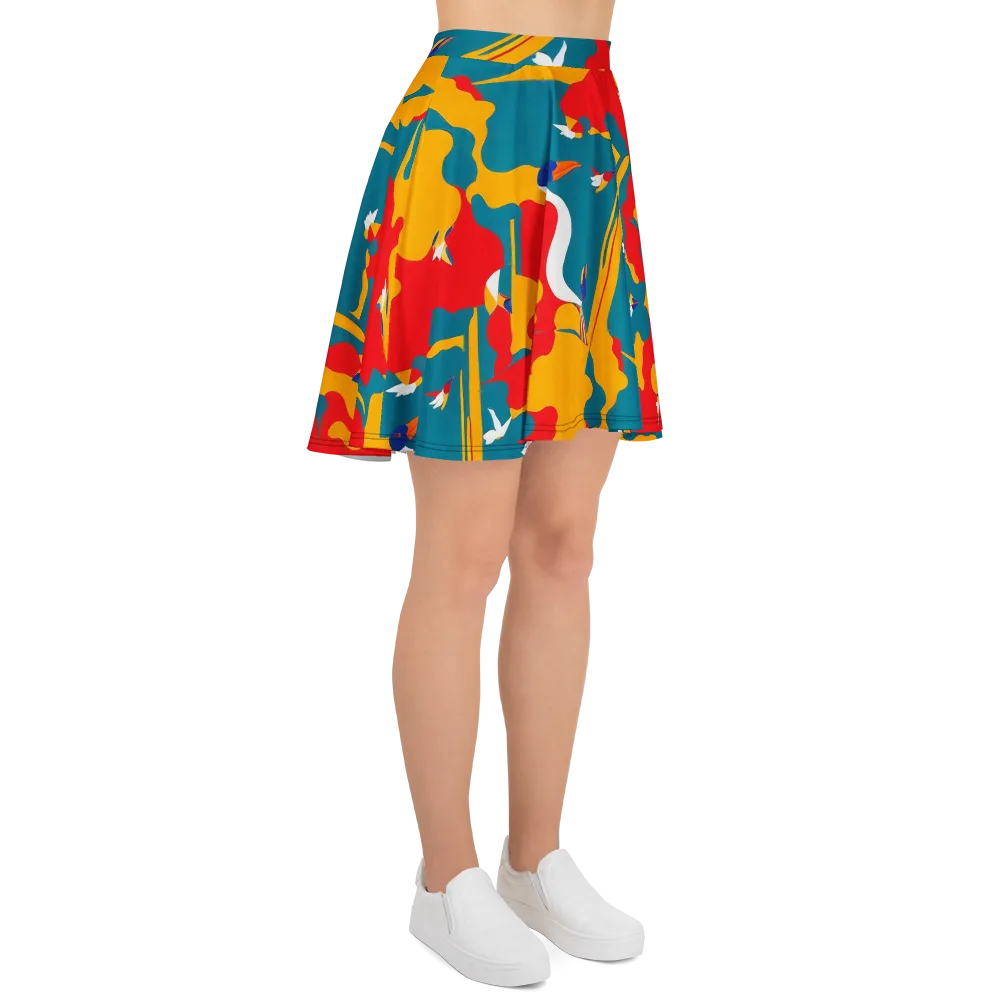 Harlequin Aviary on Skater Skirt — Right