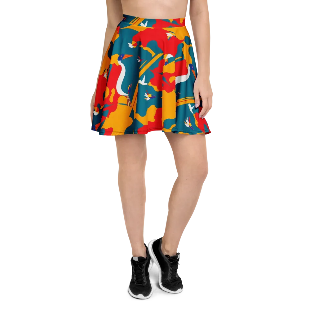 Harlequin Aviary on Skater Skirt — Front