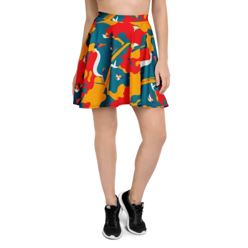 Harlequin Aviary on a Skater Skirt