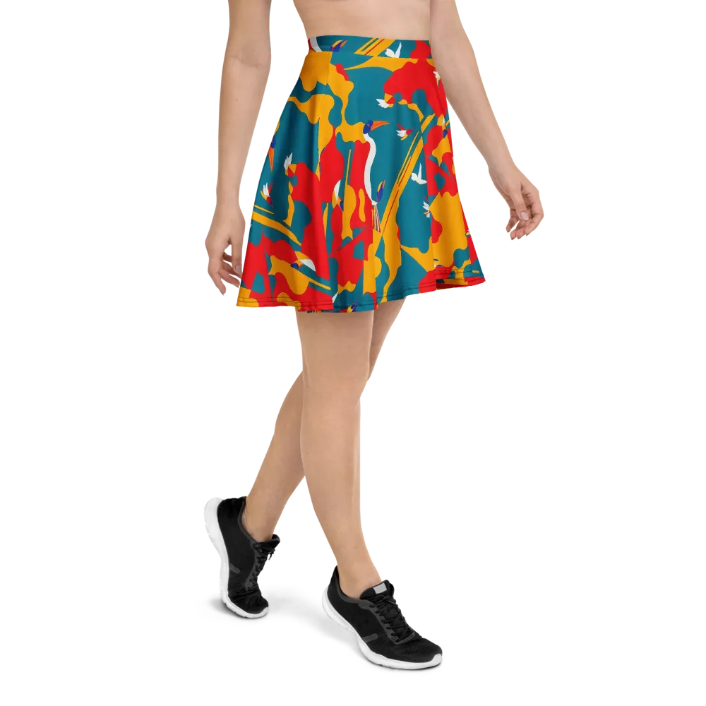 Harlequin Aviary on Skater Skirt — Right