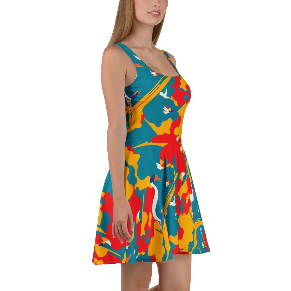 Harlequin Aviary on Skater Dress — Right