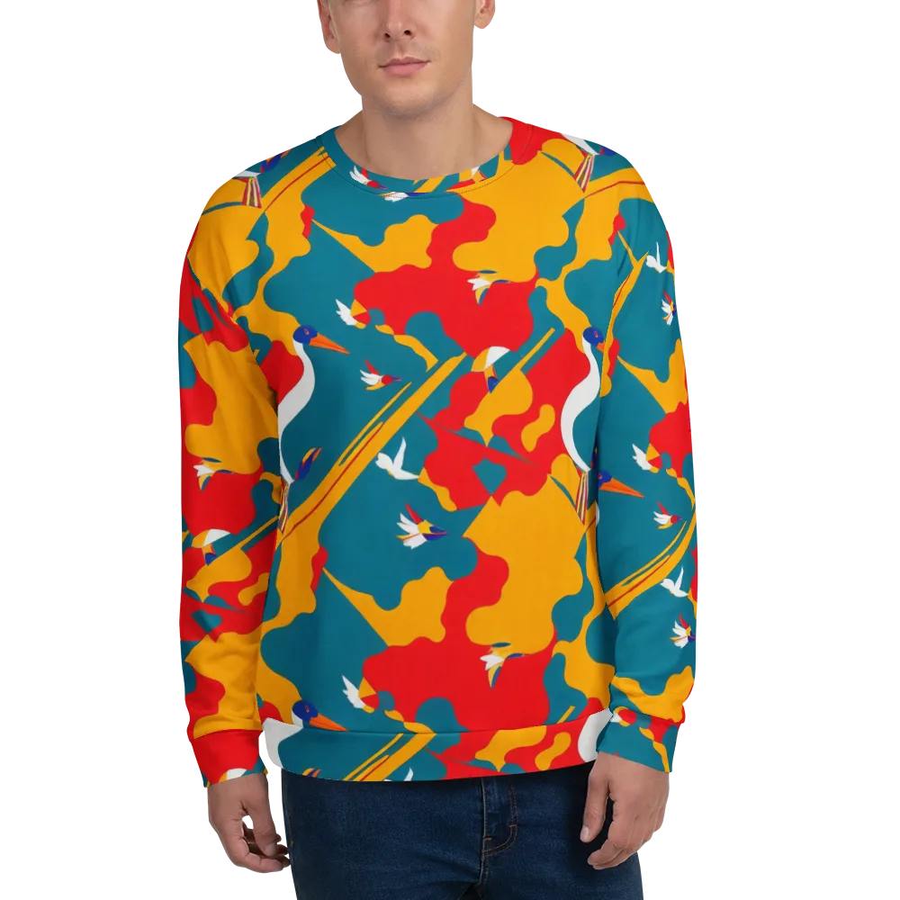 Harlequin Aviary on Sweatshirt — Front