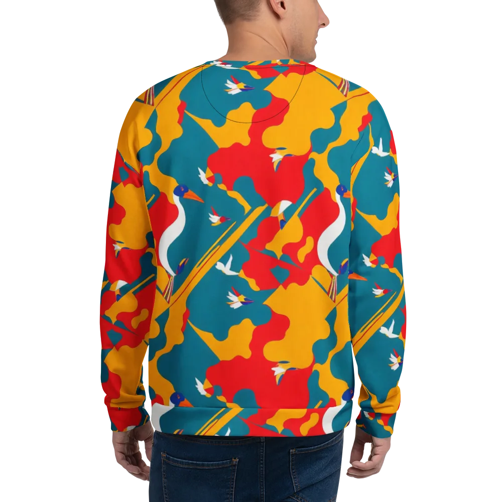 Harlequin Aviary on Sweatshirt — Back