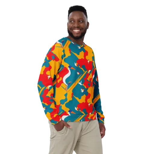 Harlequin Aviary on a Sweatshirt