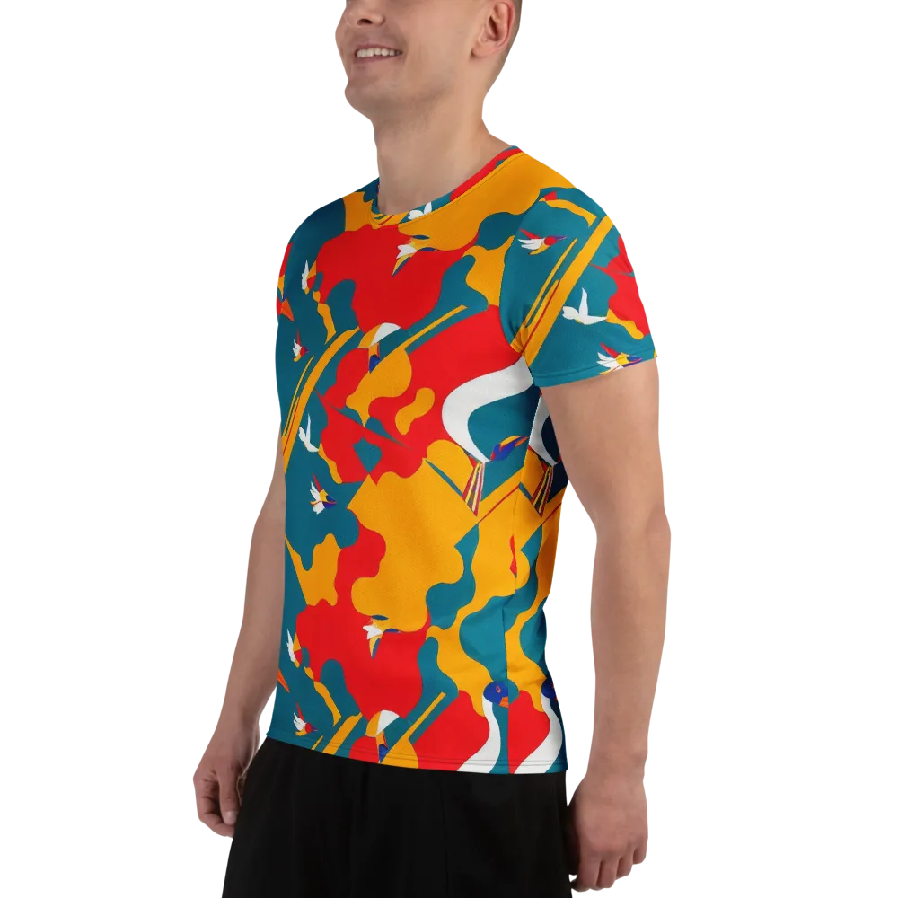 Harlequin Aviary on Men's Athletic T-Shirt — Left
