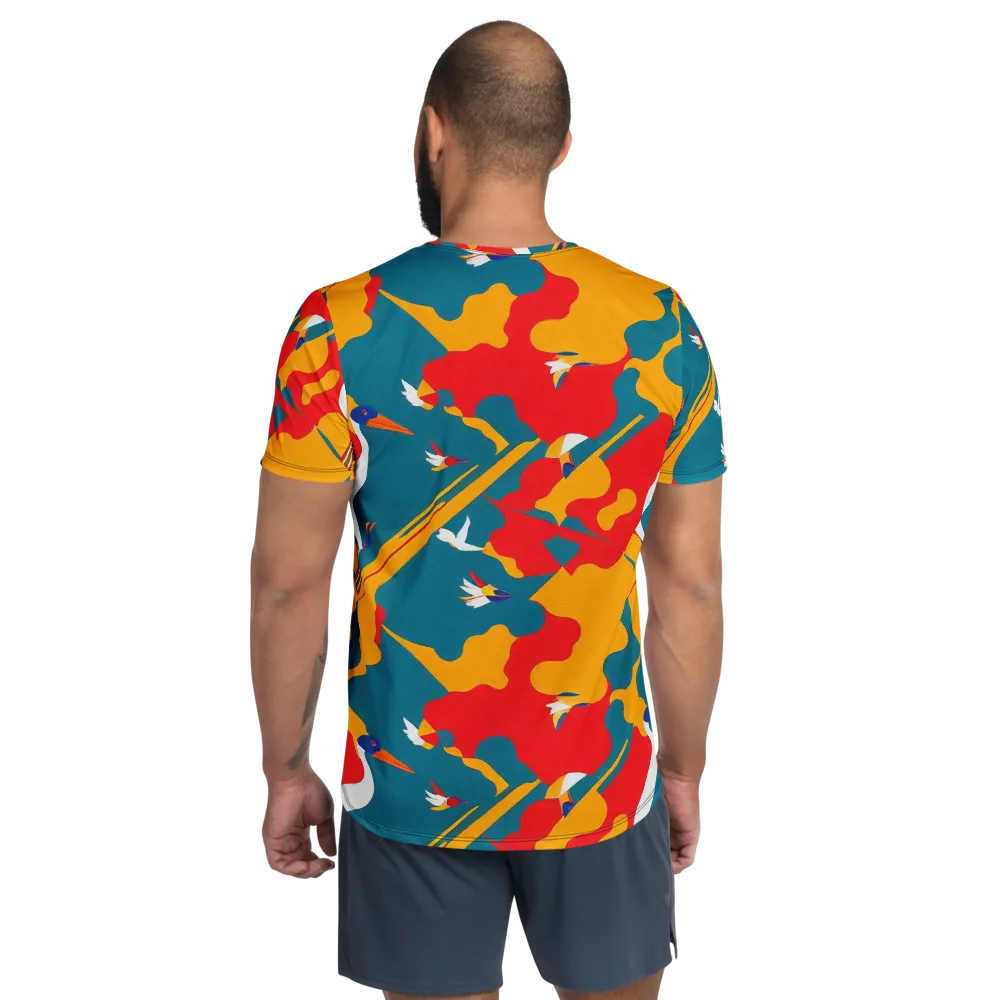 Harlequin Aviary on Men's Athletic T-Shirt — Back