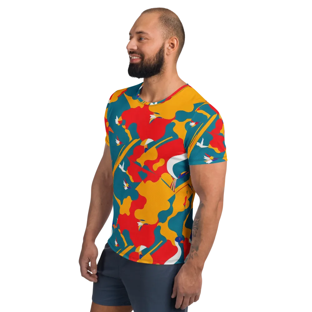 Harlequin Aviary on Men's Athletic T-Shirt — Left