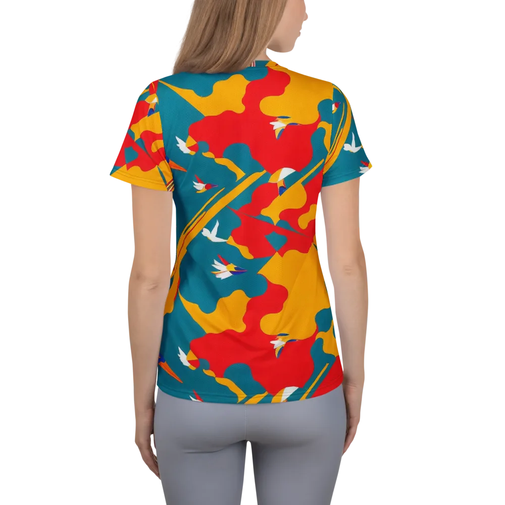 Harlequin Aviary on Women's Athletic T-Shirt — Back