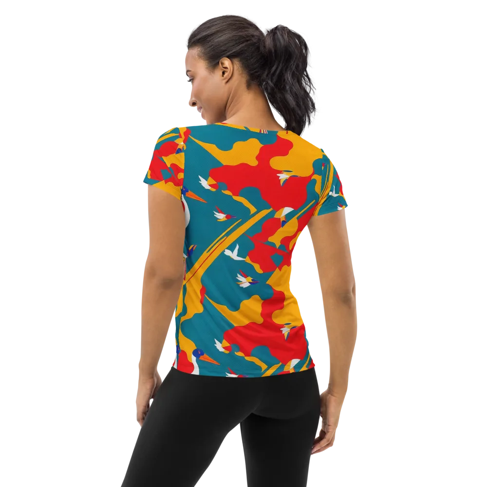 Harlequin Aviary on Women's Athletic T-Shirt — Back