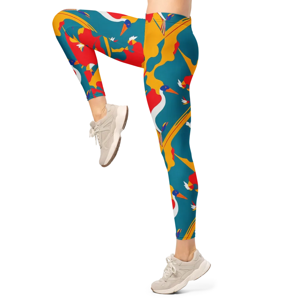 Harlequin Aviary on Leggings — Left