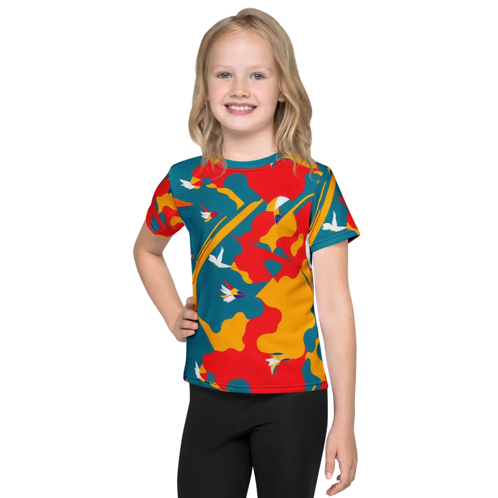 Harlequin Aviary on Kids Crew Neck T-Shirt — Front