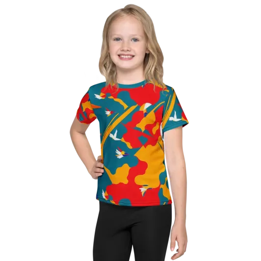 Harlequin Aviary on a Kids Crew Neck T-Shirt