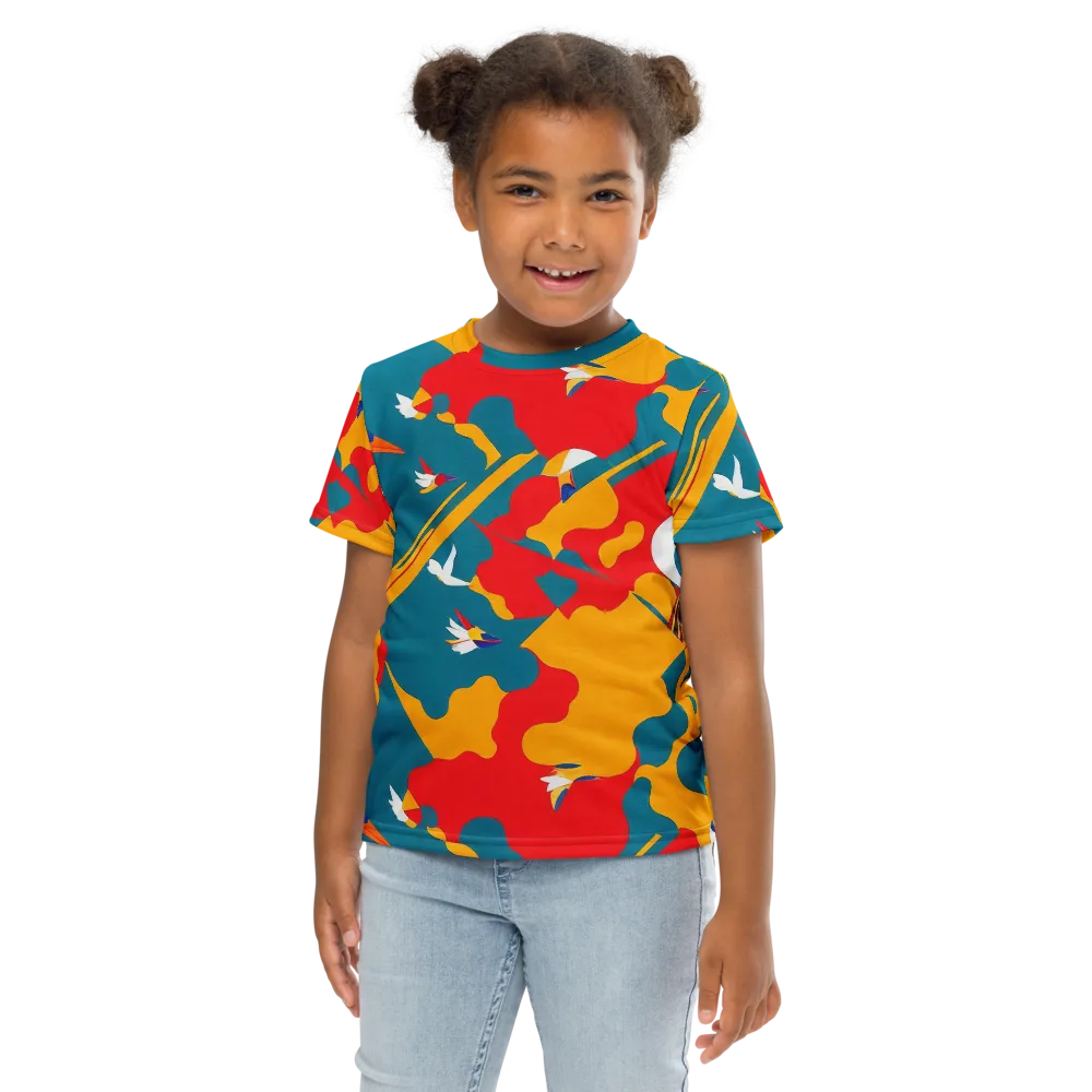 Harlequin Aviary on Kids Crew Neck T-Shirt — Front