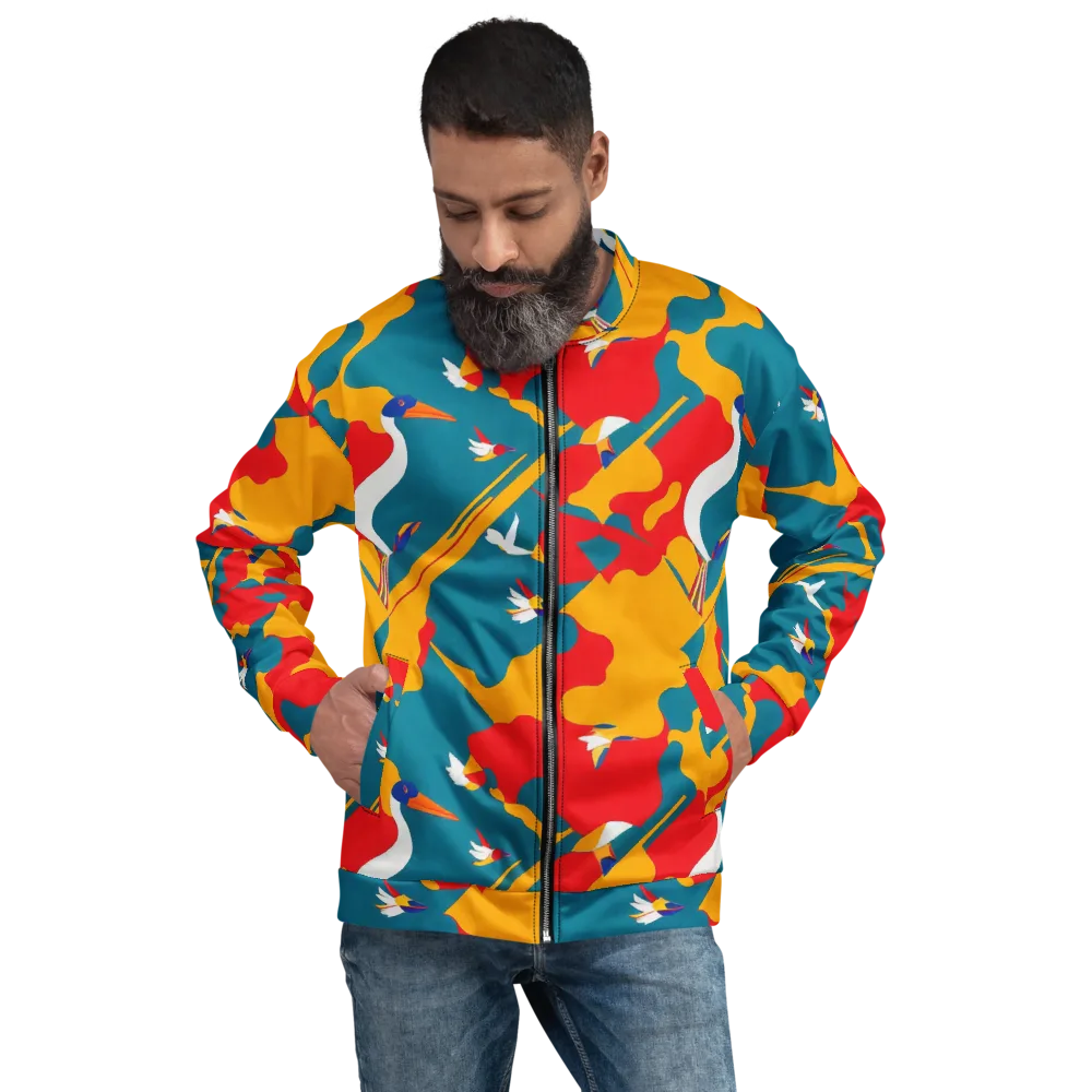 Harlequin Aviary on Bomber Jacket — Front
