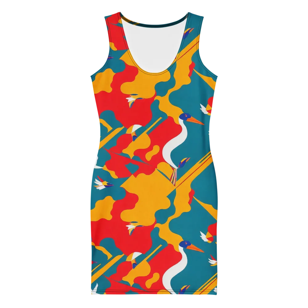 Harlequin Aviary on Bodycon Dress — Front