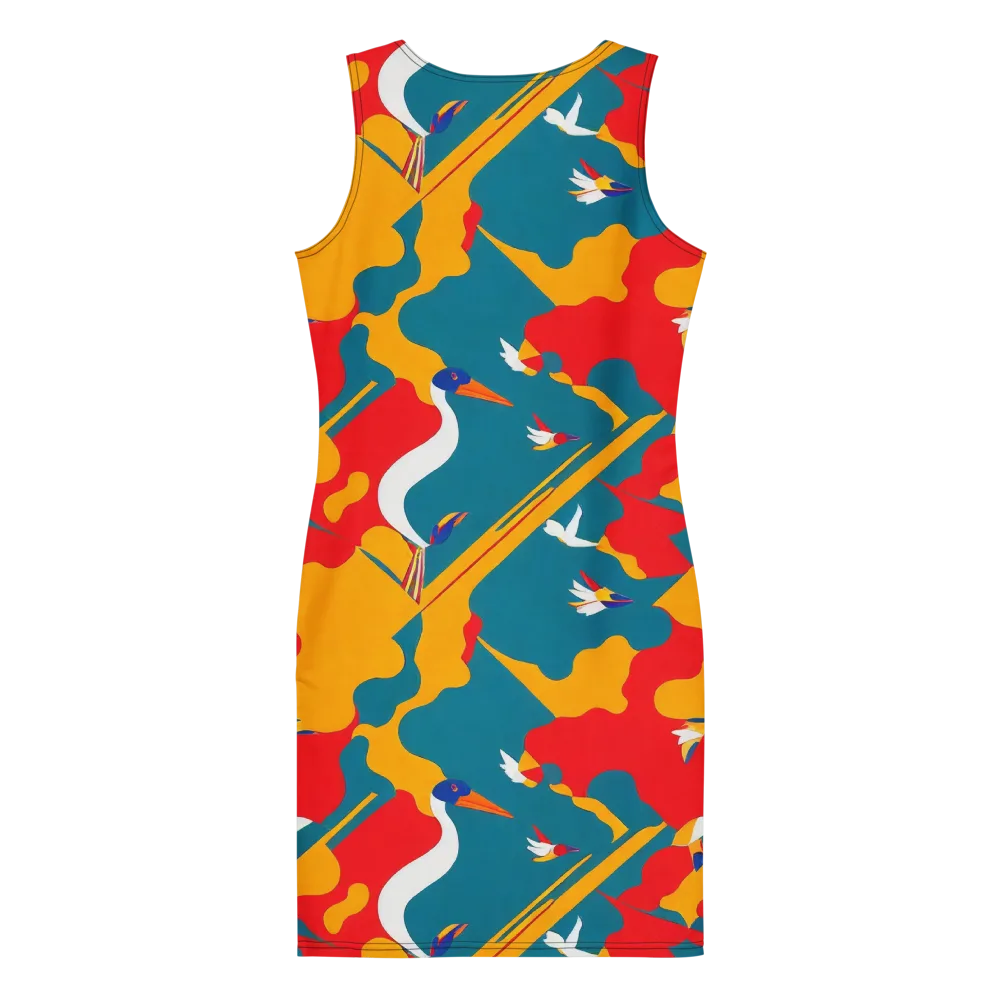 Harlequin Aviary on Bodycon Dress — Back