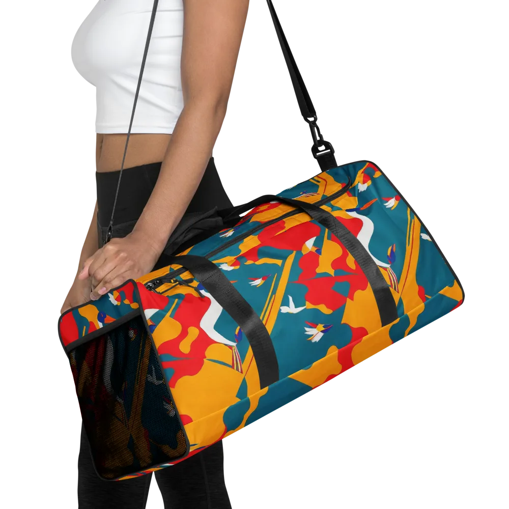 Harlequin Aviary on Duffle Bag — Front
