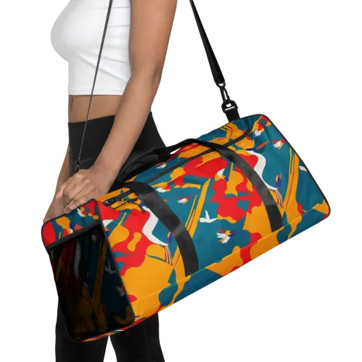 Harlequin Aviary on a Duffle Bag
