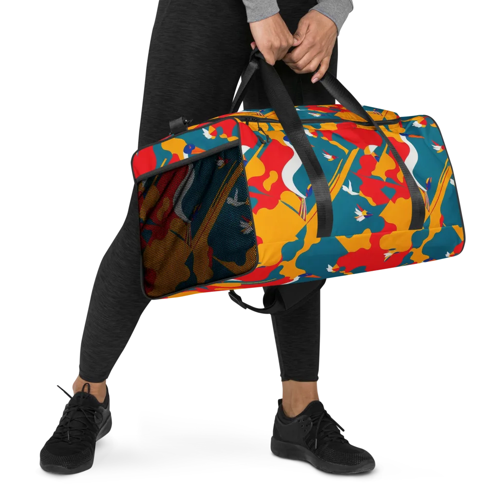 Harlequin Aviary on Duffle Bag — Right Front