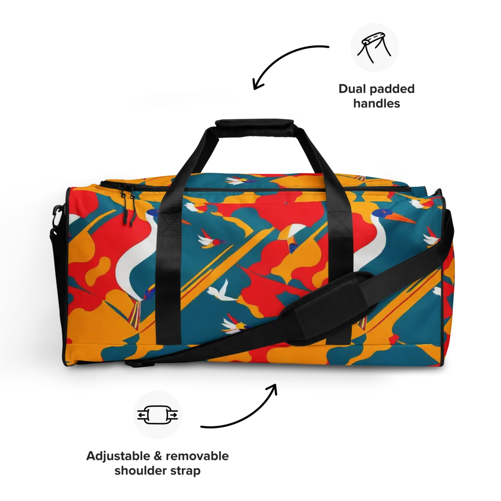 Harlequin Aviary on Duffle Bag — Front